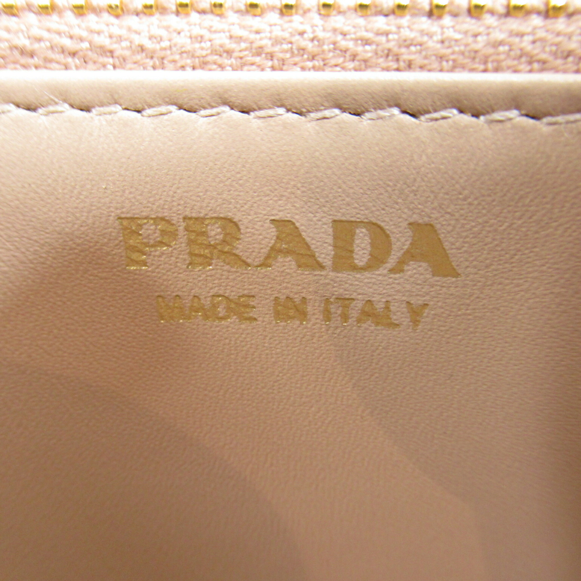 PRADA Round Long Wallet Leather Women's Beige