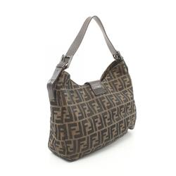 FENDI Zucchino Shoulder Bag Canvas Leather Women's Brown