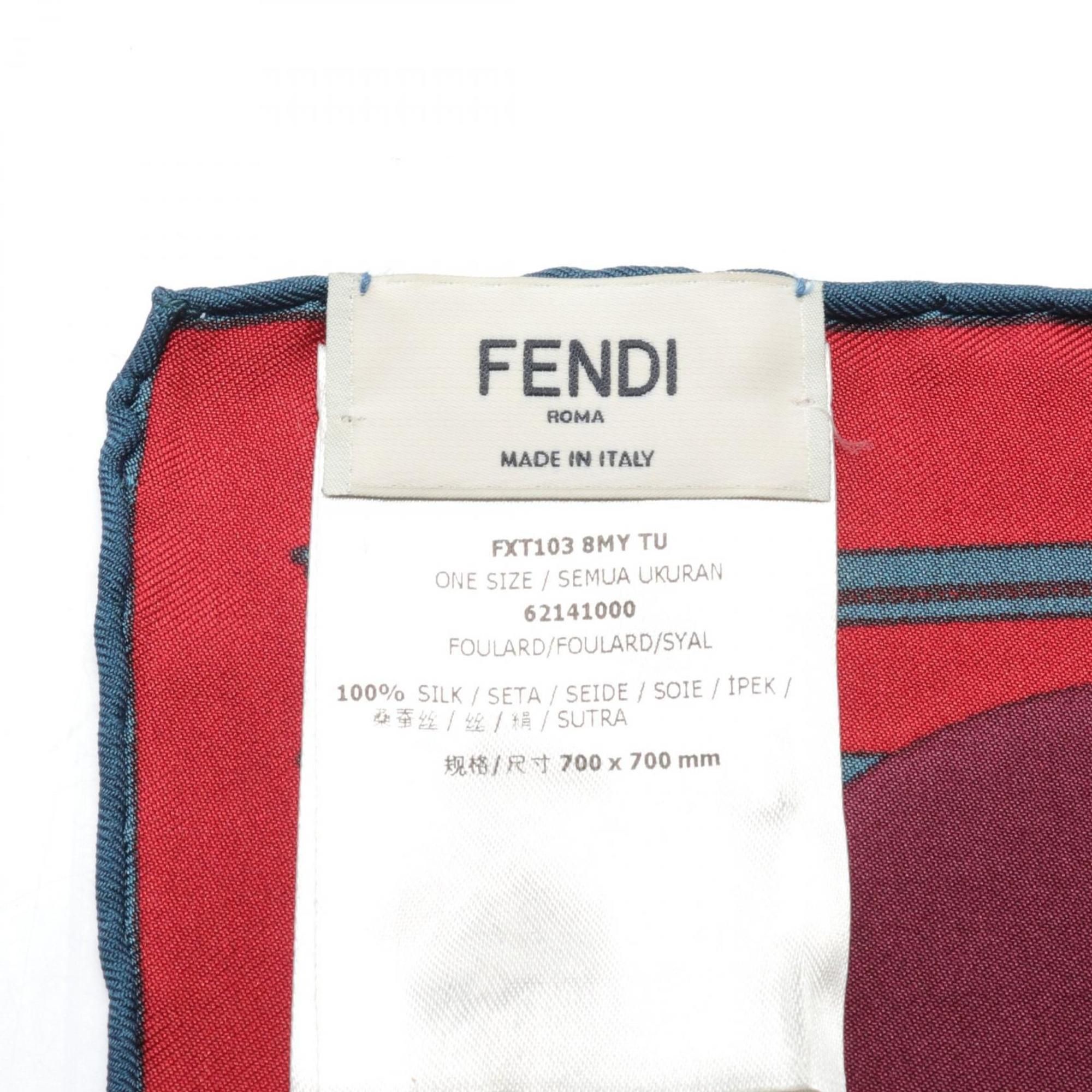 FENDI Scarf Silk Women's Bordeaux Green Multicolor