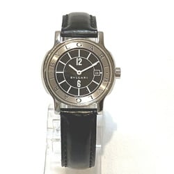 BVLGARI Solotempo ST29S Quartz Leather Strap Black Date Watch Women's Wristwatch