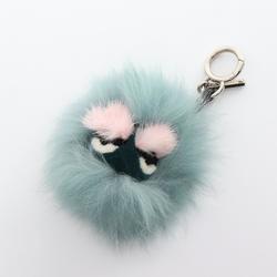 FENDI Bag Bugs Monster Charm Leather Fur Women's Blue Multicolor