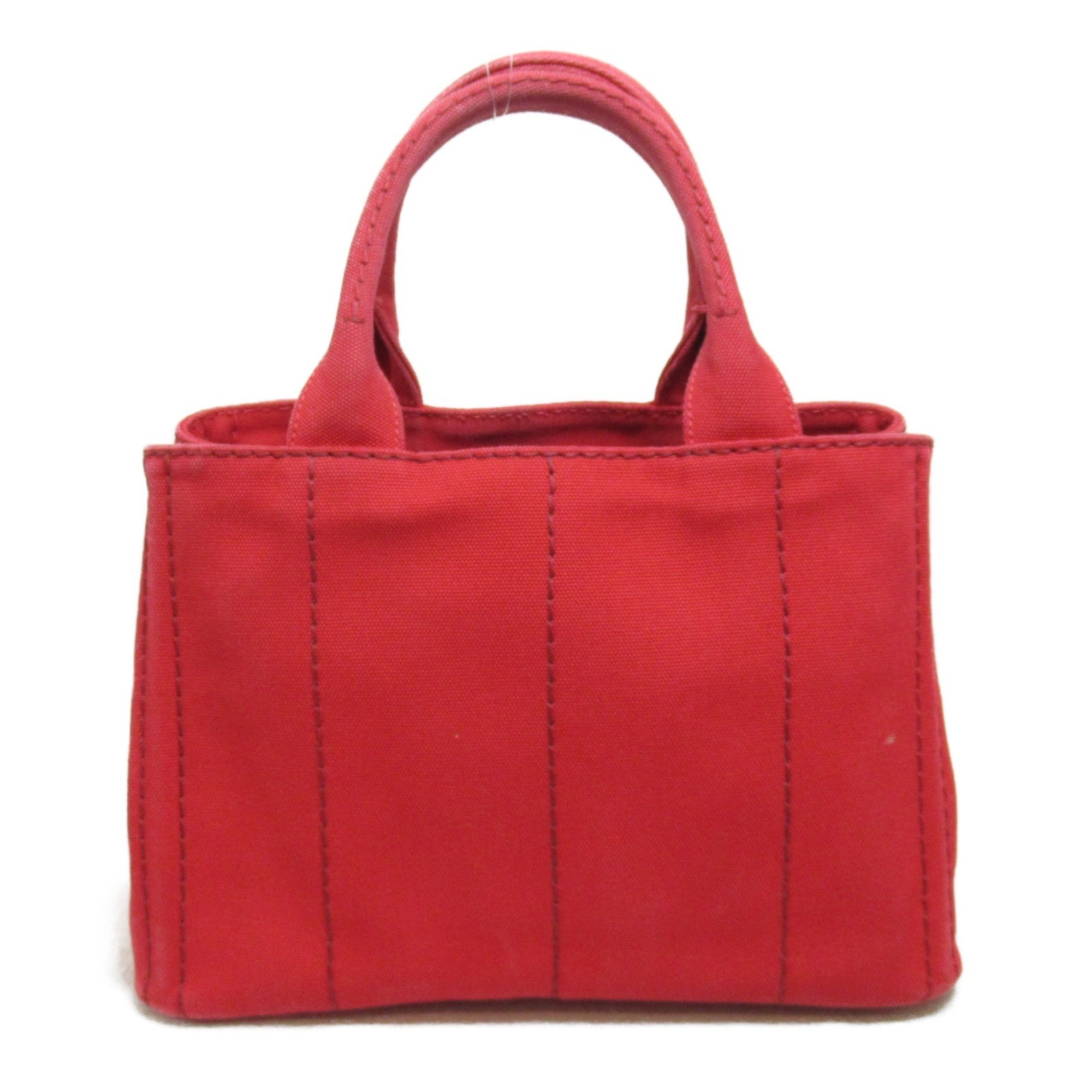 PRADA Canapa Bag, Canvas, Women's, Red, 1BG439