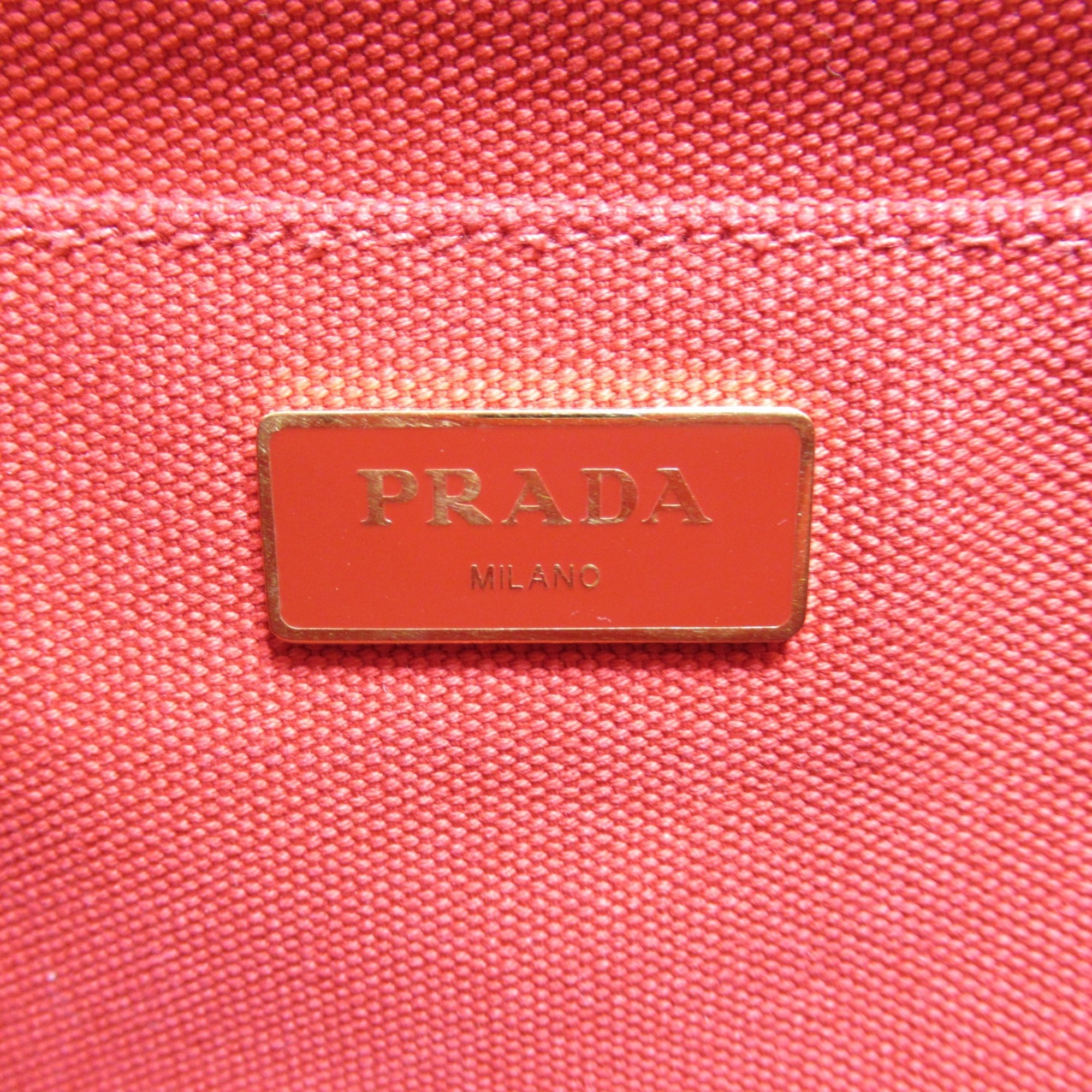 PRADA Canapa Bag, Canvas, Women's, Red, 1BG439