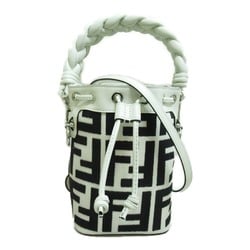 FENDI Mon Tresor Bag Handbag Canvas Leather Women's White Black 8BS010ANY3F1LAF