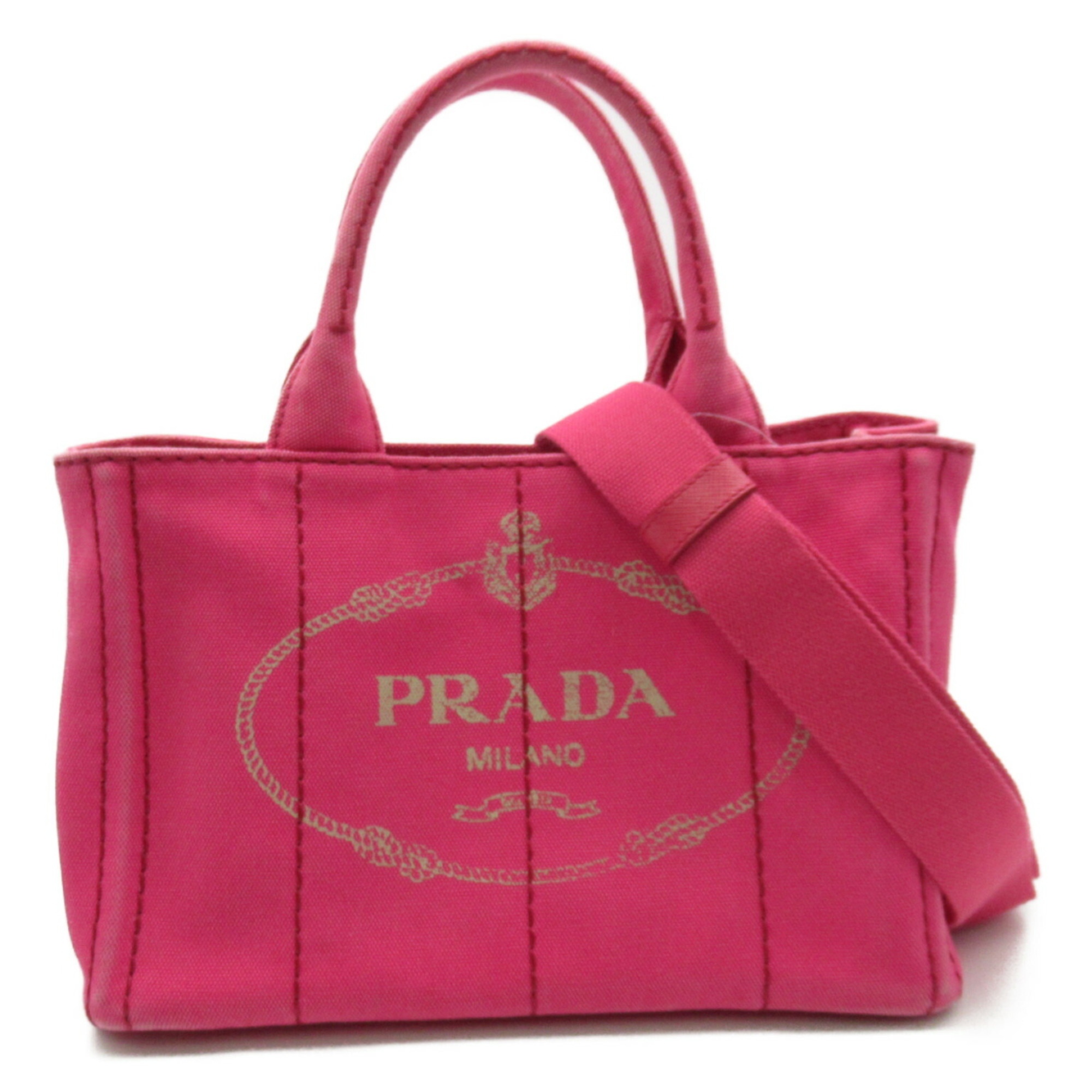 PRADA Canapa Tote Bag Canvas Women's Pink