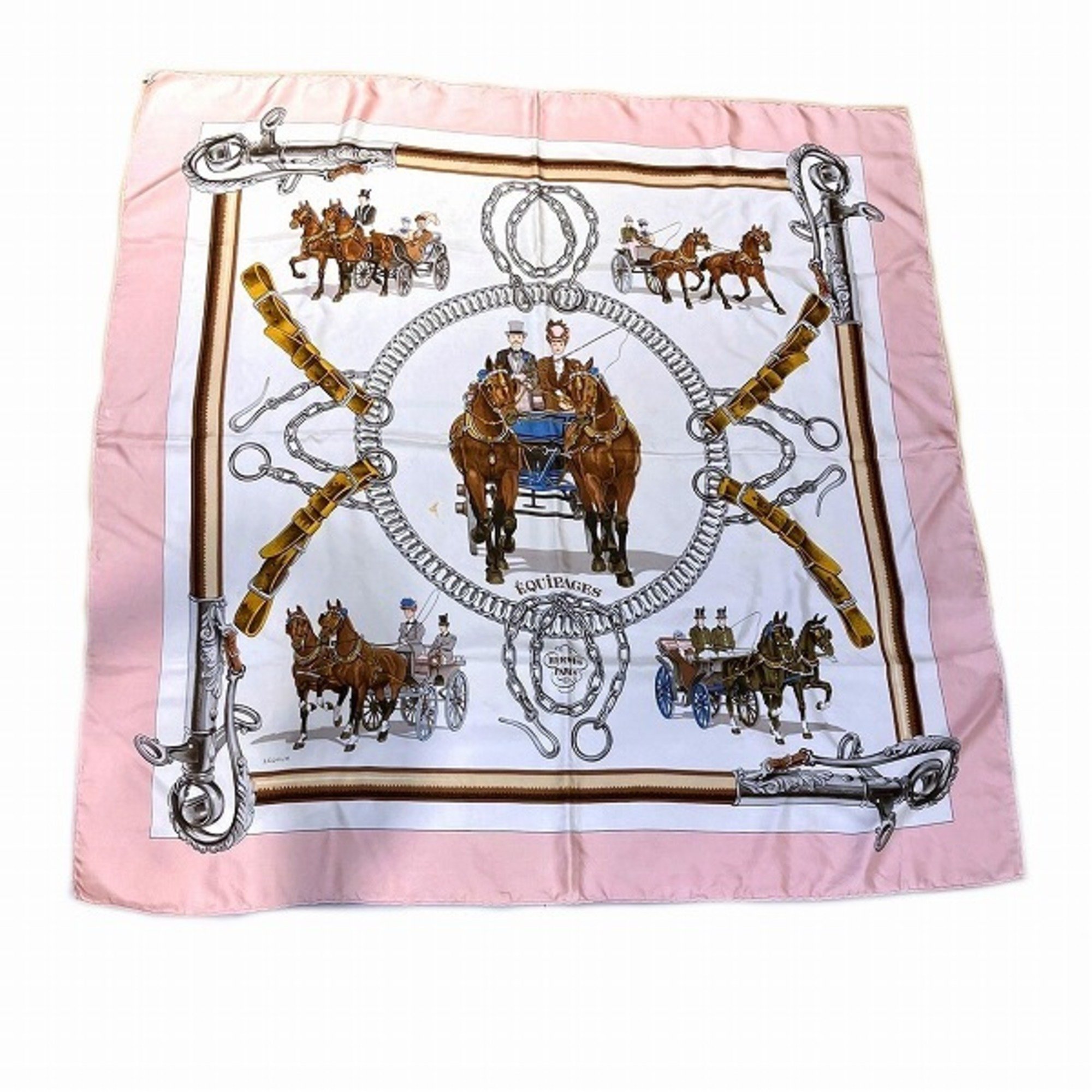 Hermes Carre 90 EQUIPAGES Carriage Servant Silk Accessory Scarf Women's