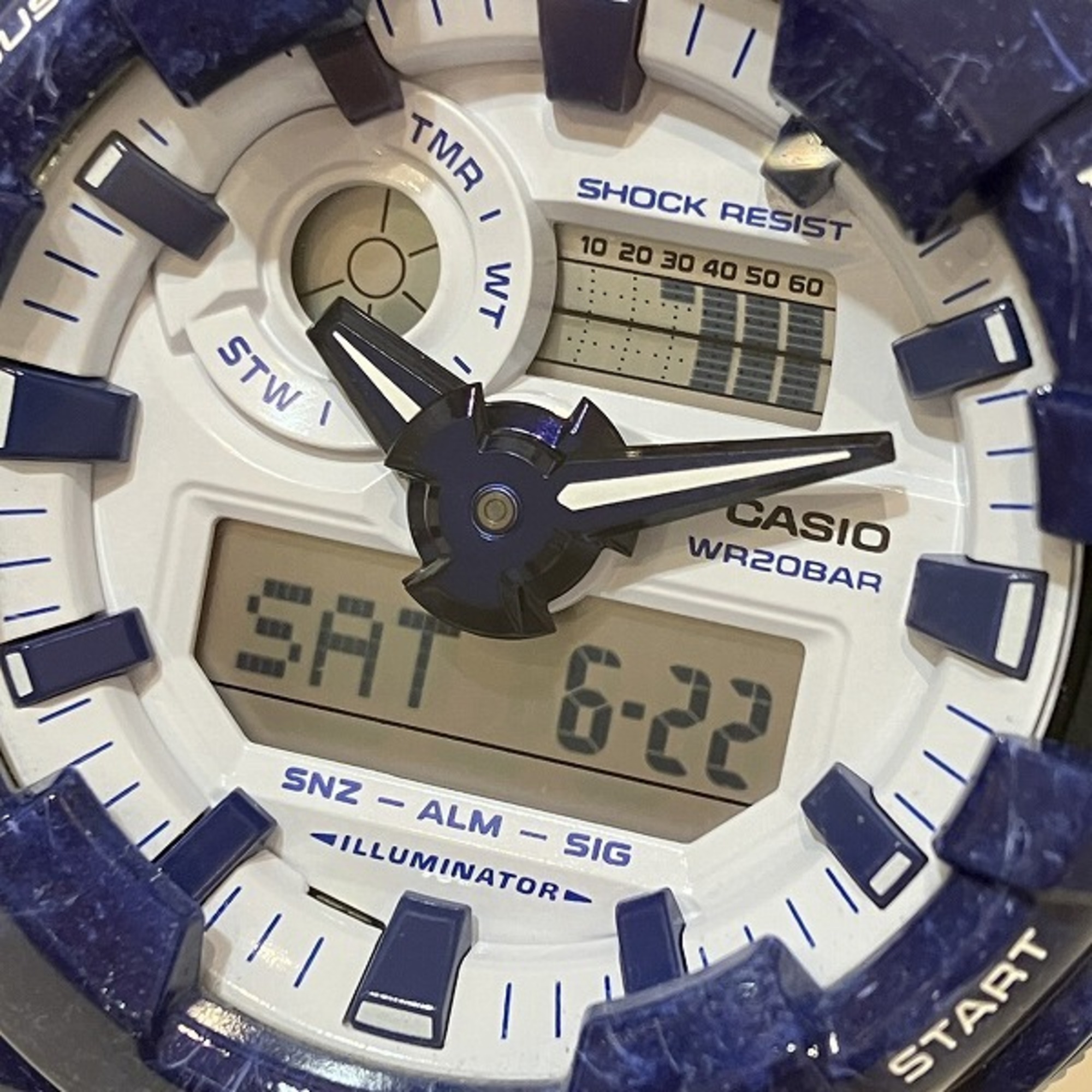 Casio G-SHOCK GA-700BWP Quartz Blue Flower Design Watch Men's Wristwatch