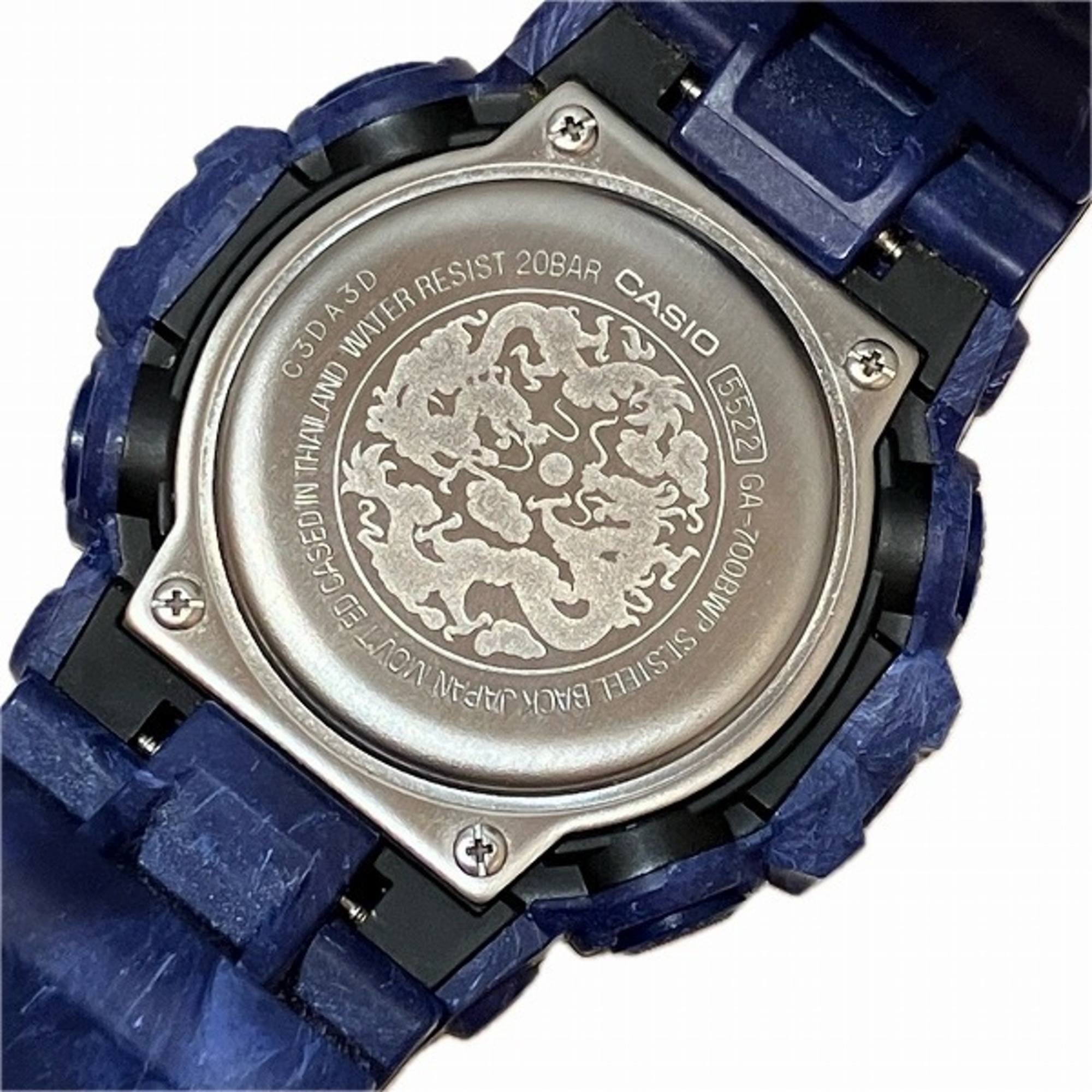 Casio G-SHOCK GA-700BWP Quartz Blue Flower Design Watch Men's Wristwatch