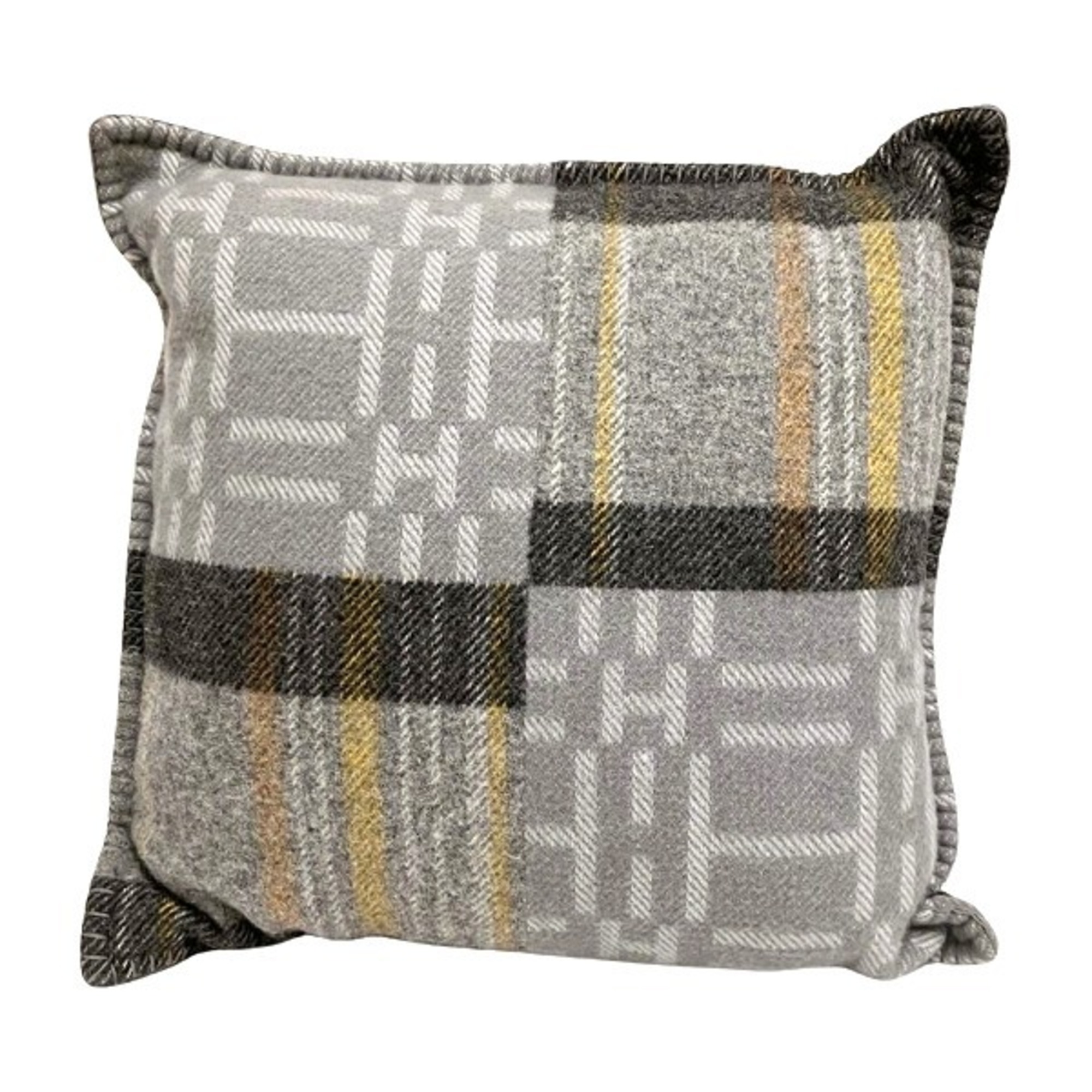 Hermes H Grey Wool Accessory Pillow Cushion for Women