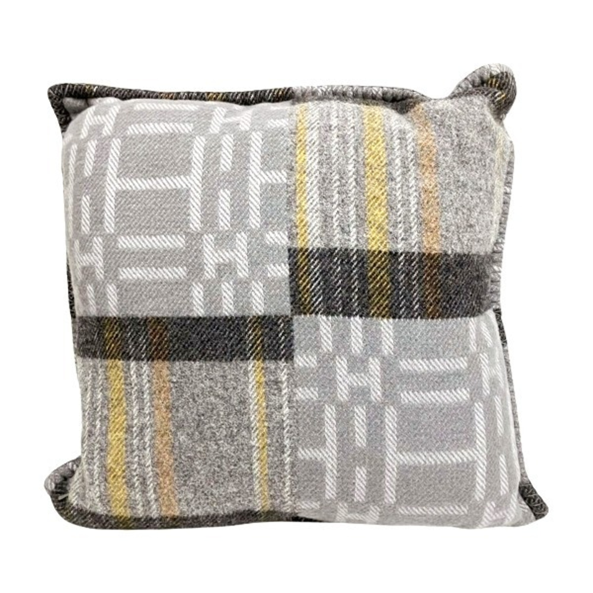 Hermes H Grey Wool Accessory Pillow Cushion for Women