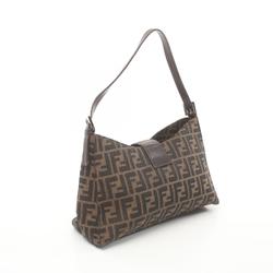 FENDI ZUCCA Shoulder Bag Canvas Leather Women's Brown