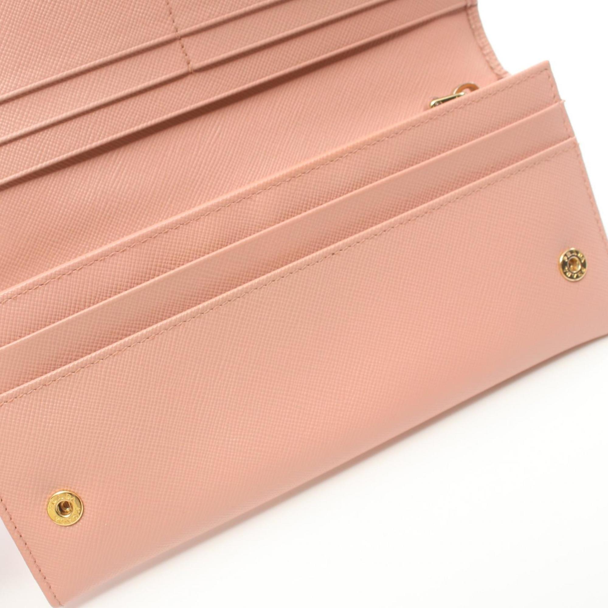 PRADA Bi-fold Long Wallet Saffiano Leather Women's Pink