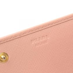 PRADA Bi-fold Long Wallet Saffiano Leather Women's Pink