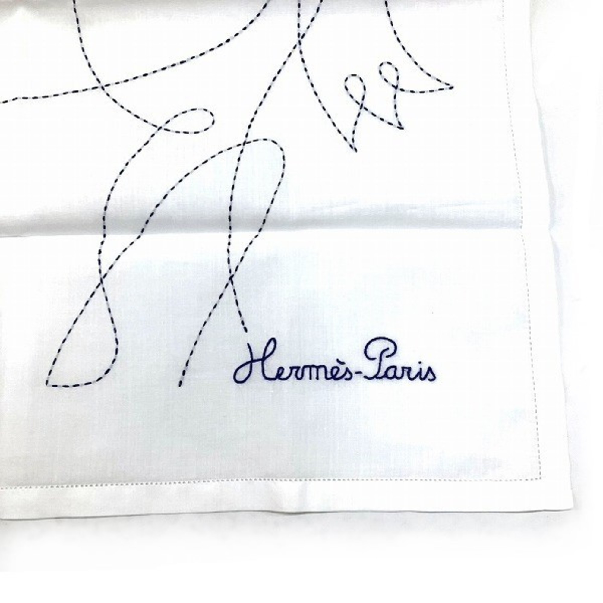 Hermes NEW FOREST White x Blue Accessories Handkerchiefs Men Women