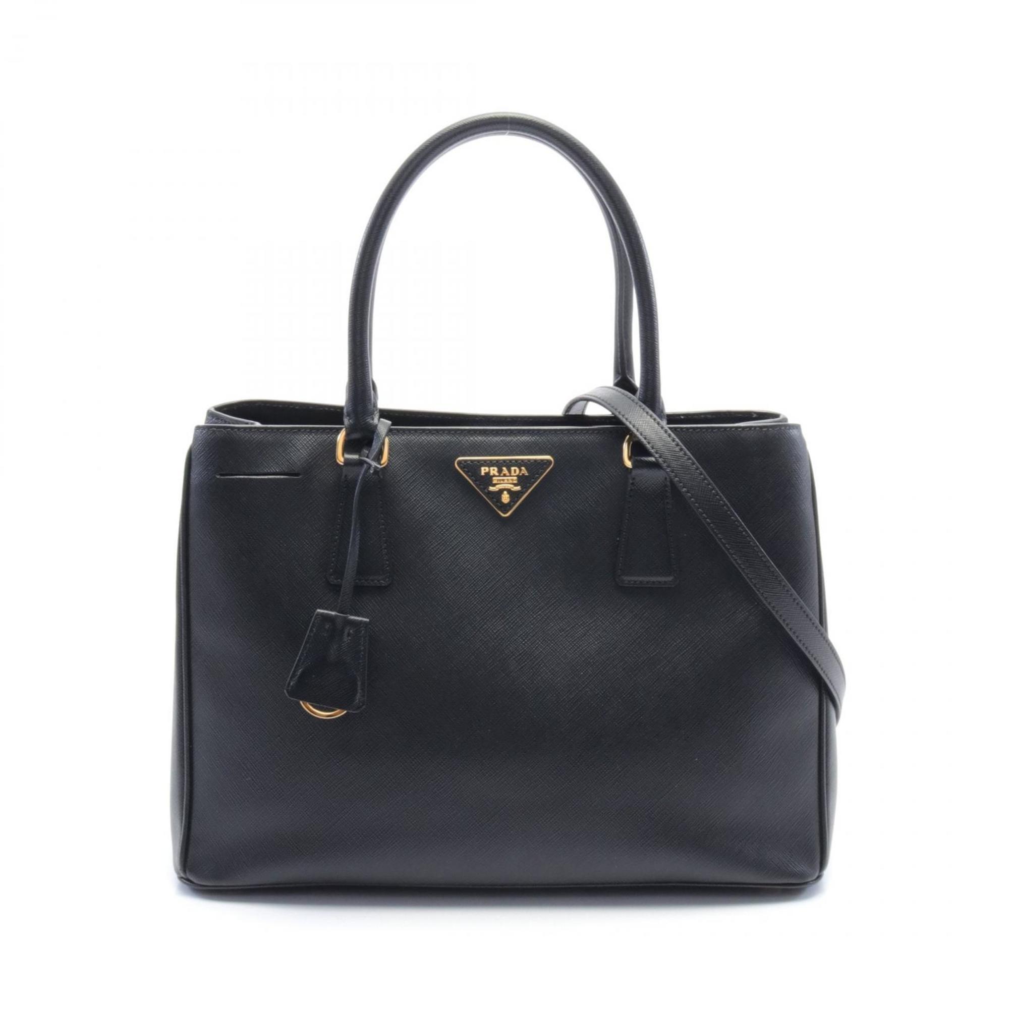 PRADA SAFFIANO LUX Galleria Handbag Bag Saffiano Leather Women's Black BN1874