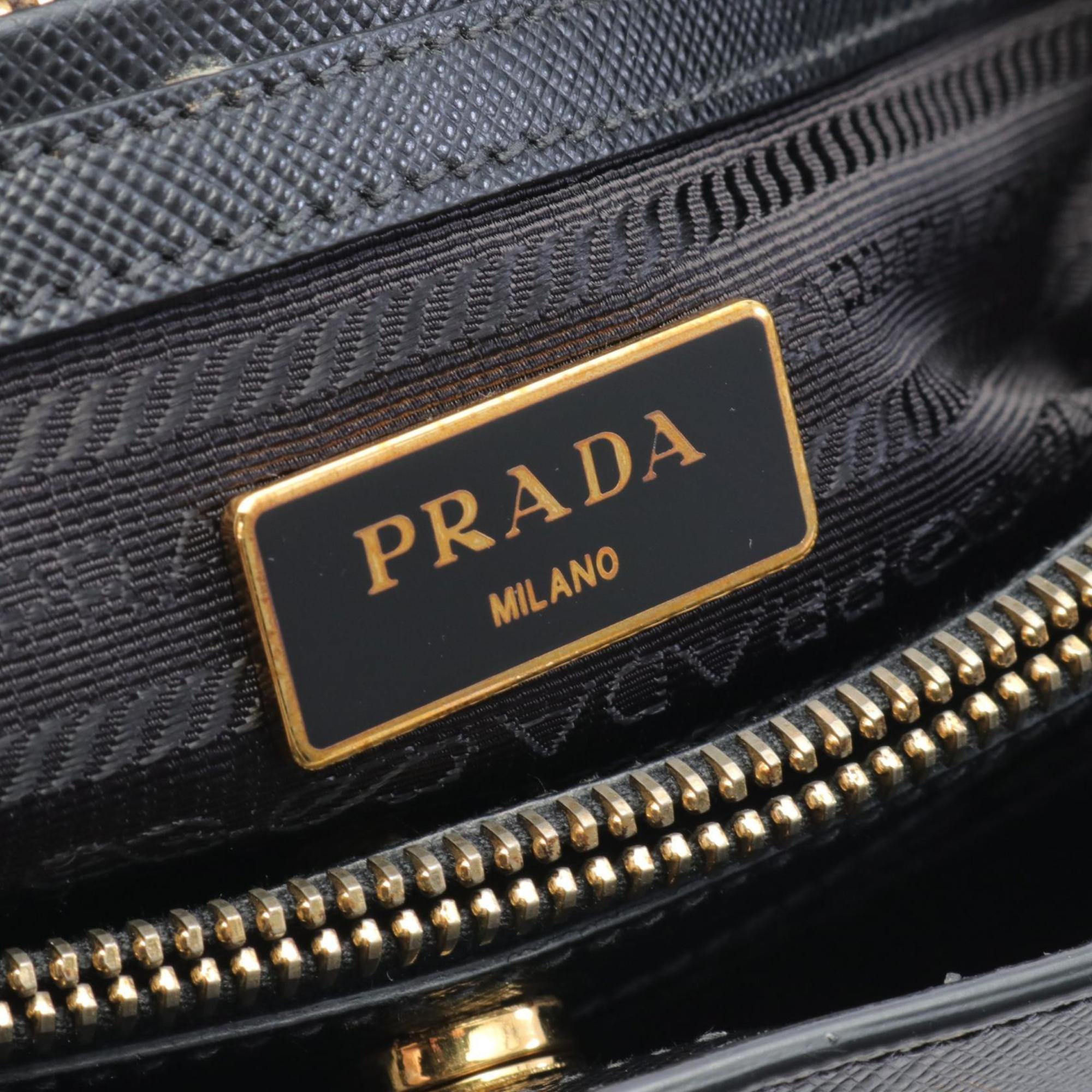 PRADA SAFFIANO LUX Galleria Handbag Bag Saffiano Leather Women's Black BN1874