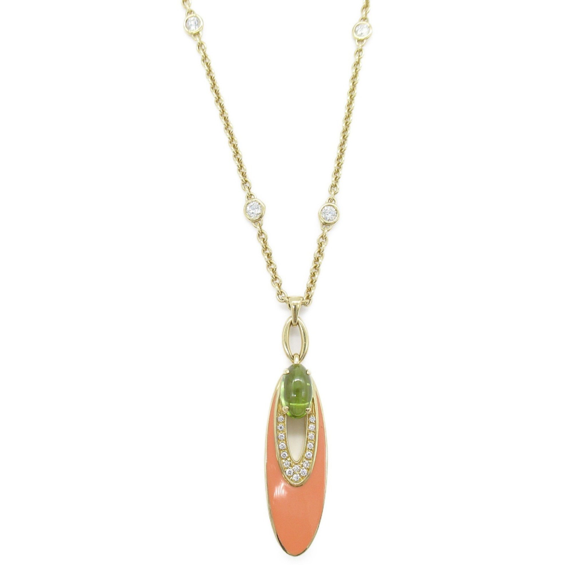 BVLGARI Elysia Peridot Diamond Necklace K18 (Yellow Gold) Women's Green Clear