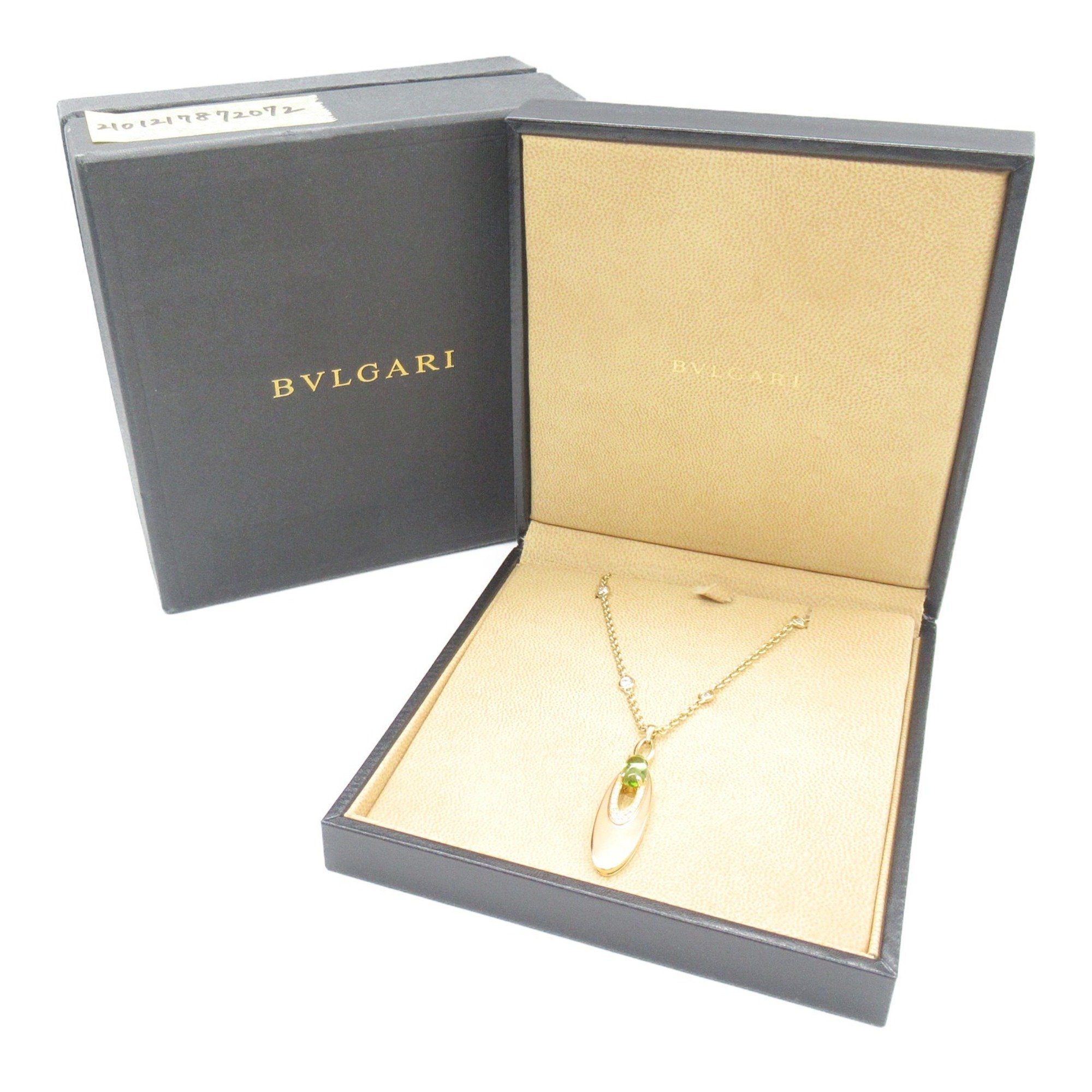 BVLGARI Elysia Peridot Diamond Necklace K18 (Yellow Gold) Women's Green Clear