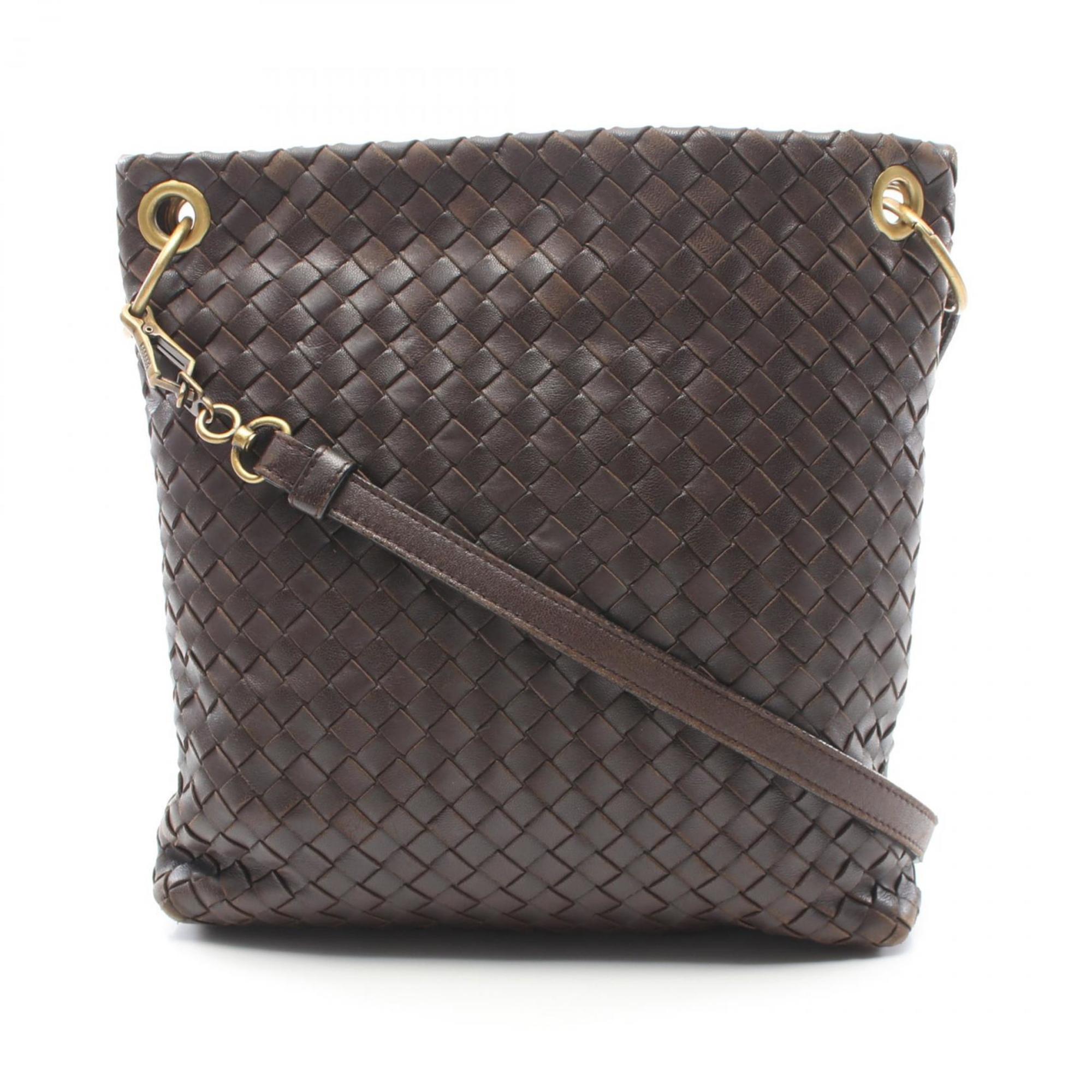 BOTTEGA VENETA Intrecciato Shoulder Bag Leather Women's Brown 179330