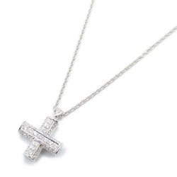 BVLGARI Greek Cross Diamond Necklace, K18WG (White Gold), Diamond, Women's, Clear