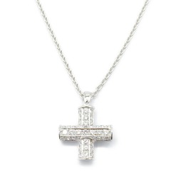 BVLGARI Greek Cross Diamond Necklace, K18WG (White Gold), Diamond, Women's, Clear