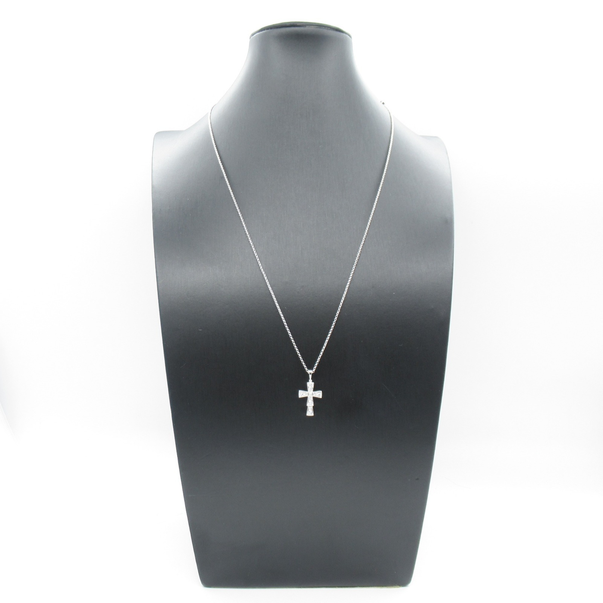 BVLGARI Serpenti Small Cross Necklace, K18WG (White Gold), Diamond, Women's, Clear