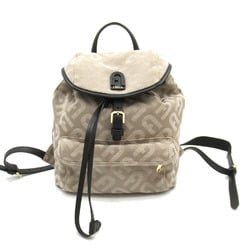 Furla Backpack Rucksack Bag Canvas Leather Women's Beige Black