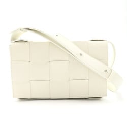 BOTTEGA VENETA Intrecciato Cassette Shoulder Bag, Lambskin (Sheepskin), Women's, White, 578004VMAY19007