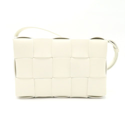 BOTTEGA VENETA Intrecciato Cassette Shoulder Bag, Lambskin (Sheepskin), Women's, White, 578004VMAY19007