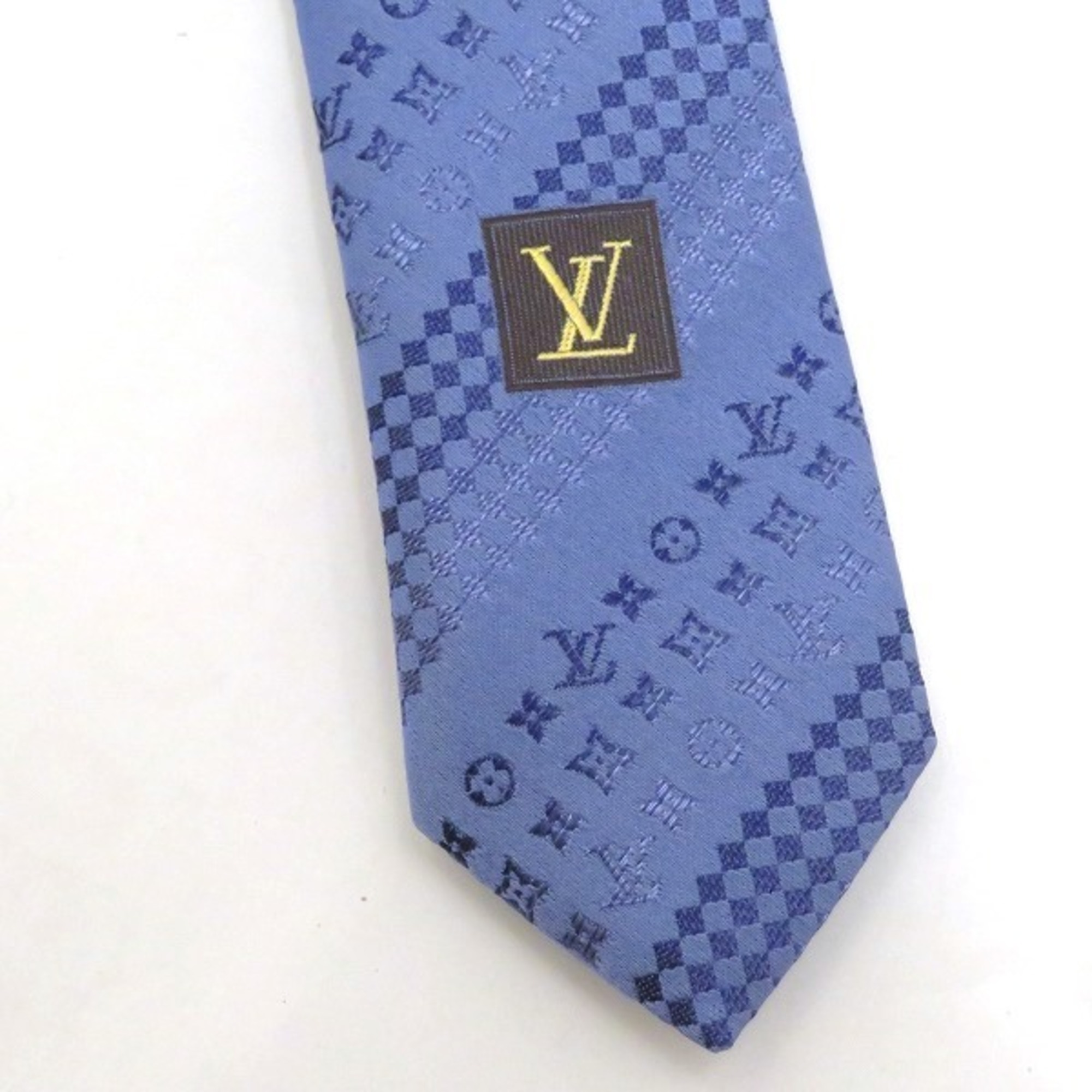 Louis Vuitton Monogram Accessory Light Blue Necktie for Men