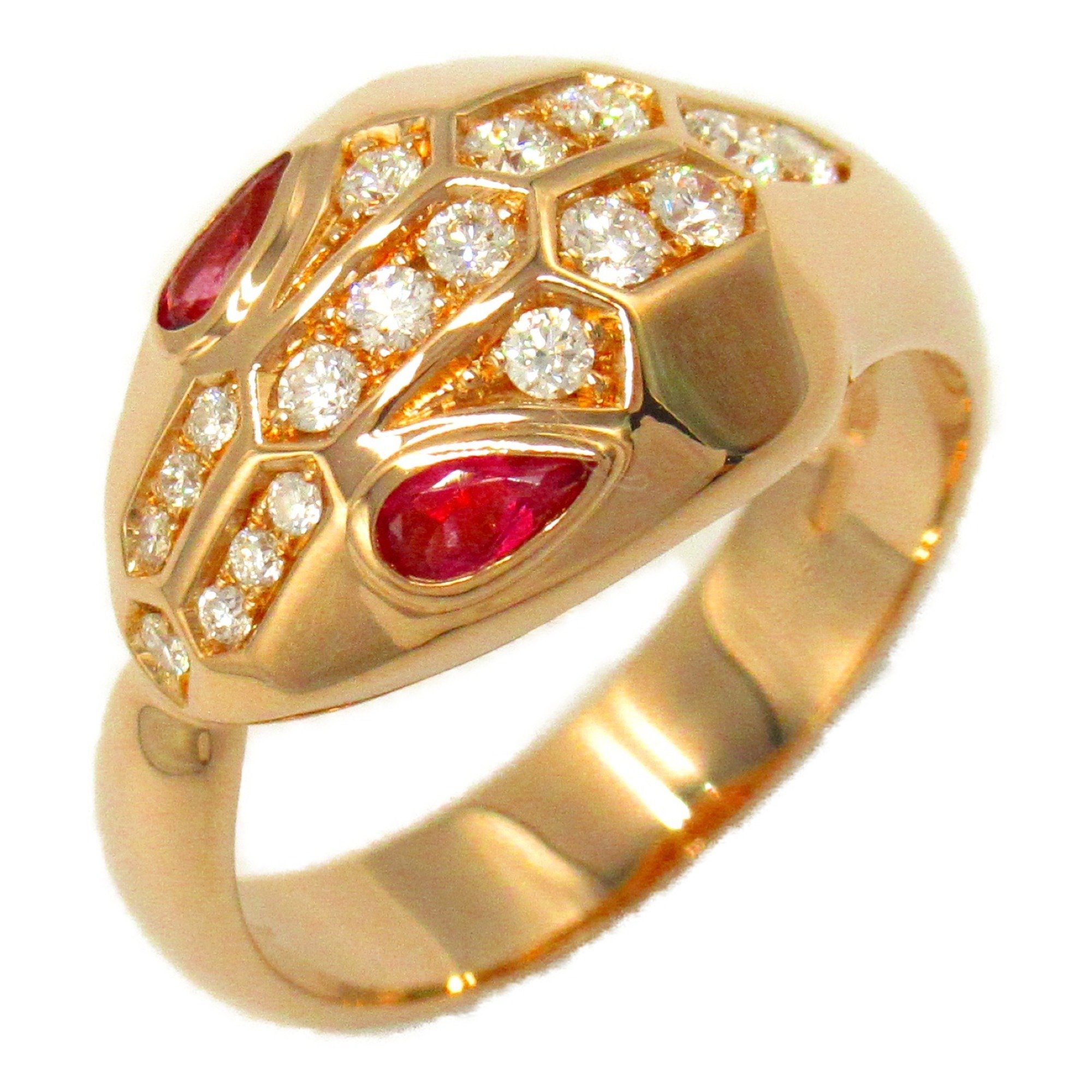 BVLGARI Serpenti Ring, K18PG (pink gold), diamond, ladies, clear, pink