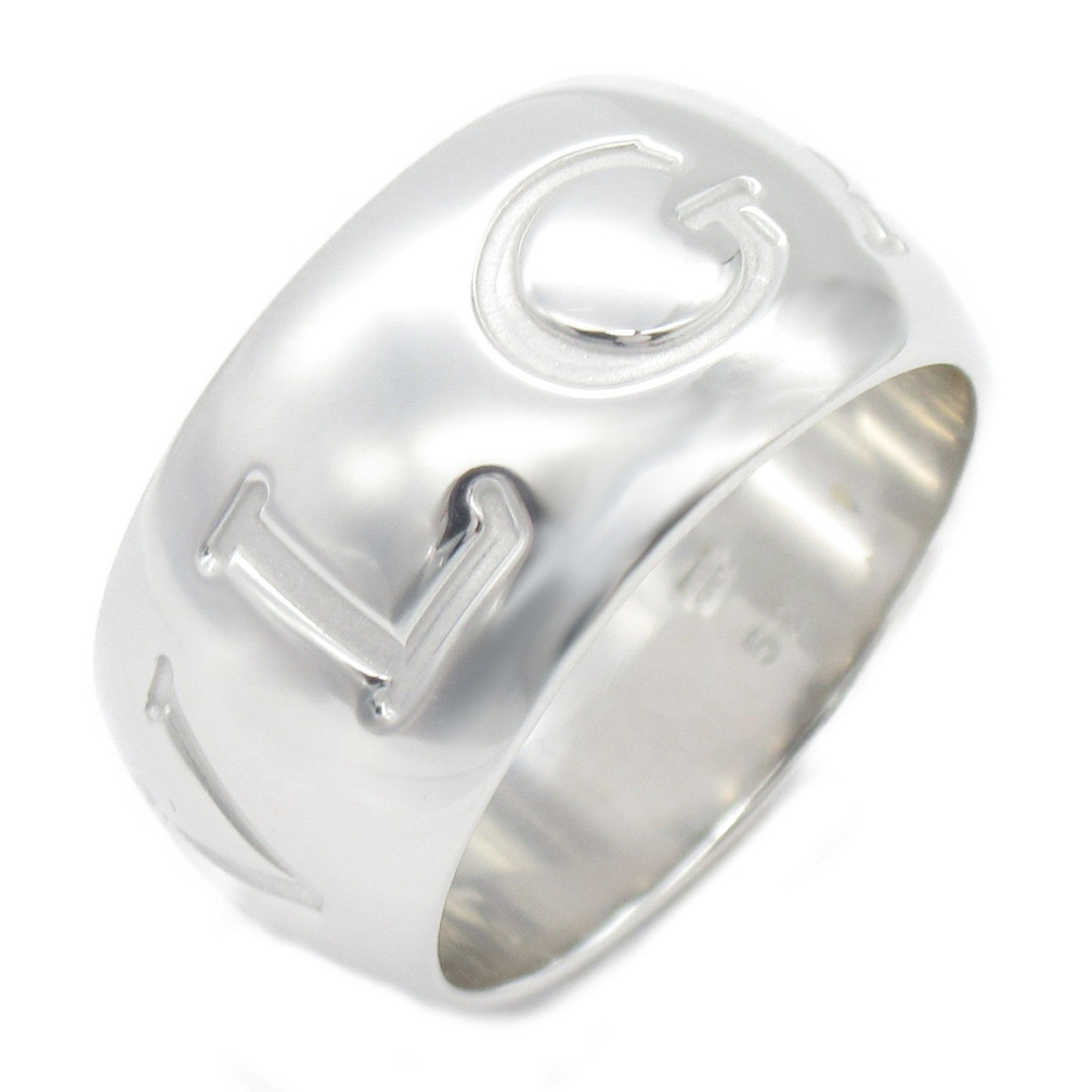 BVLGARI Mono Ring, K18WG (White Gold), Men's, Women's, Silver