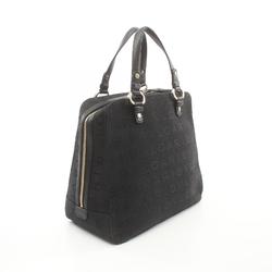 BVLGARI Mania Handbag Bag Canvas Leather Women's Black