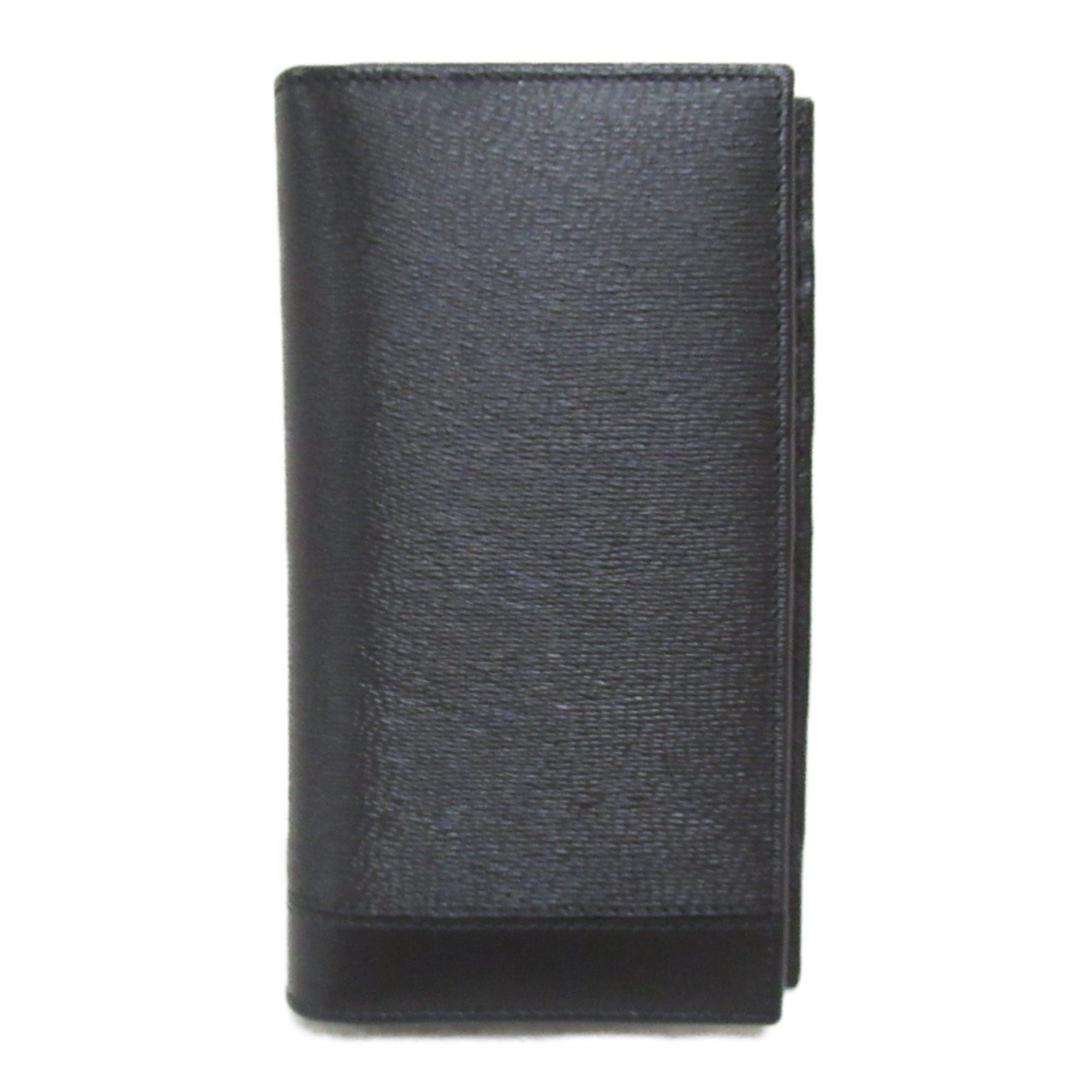 BVLGARI Bi-fold Long Wallet Leather Men's Women's Black 282852GRAIN