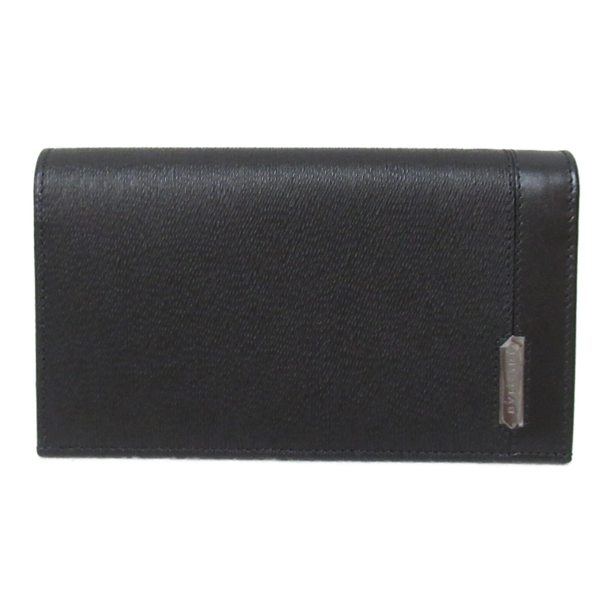 BVLGARI Bi-fold Long Wallet Leather Men's Women's Black 282852GRAIN