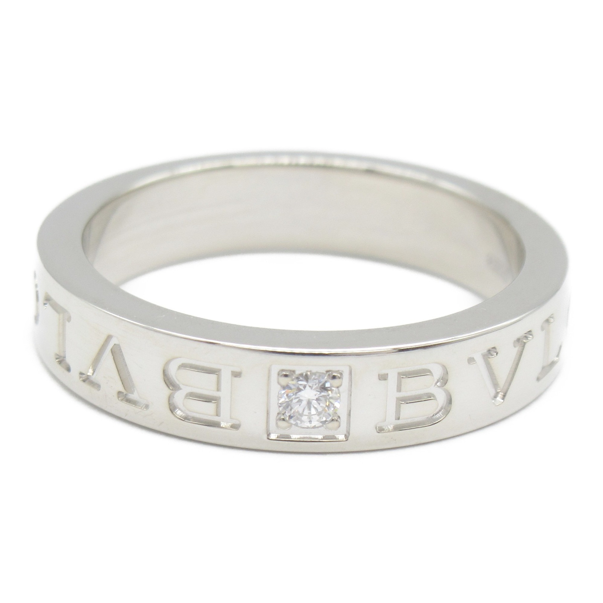 BVLGARI Double 1P Diamond Ring, K18WG (White Gold), Diamond, Men's, Women's, Clear, 339985