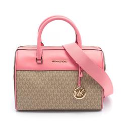 Michael Kors Jet Set Handbag, Coated Canvas Leather, Women's, Beige, Pink, 35S3GTFU2B