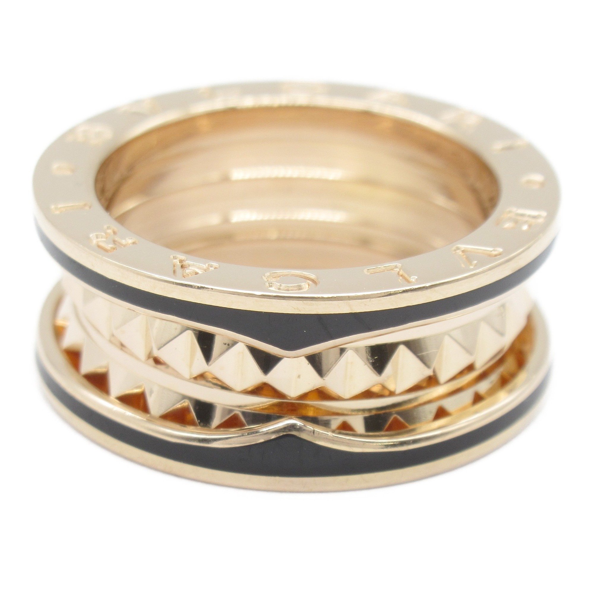 BVLGARI B-zero1 Rock Ring, K18PG (pink gold), ceramic, men's, women's, gold