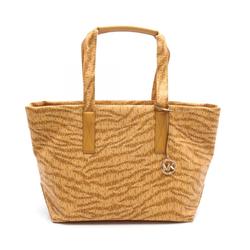 Michael Kors Tote Bag, Coated Canvas, Leather, Women's, Yellow, Brown, 30F2G01T3I706