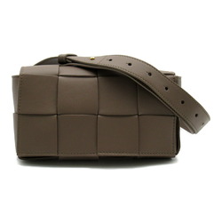 BOTTEGA VENETA Waist bag, body waist lambskin (sheepskin), men's, beige, taupe gray, 668572VMAY12560