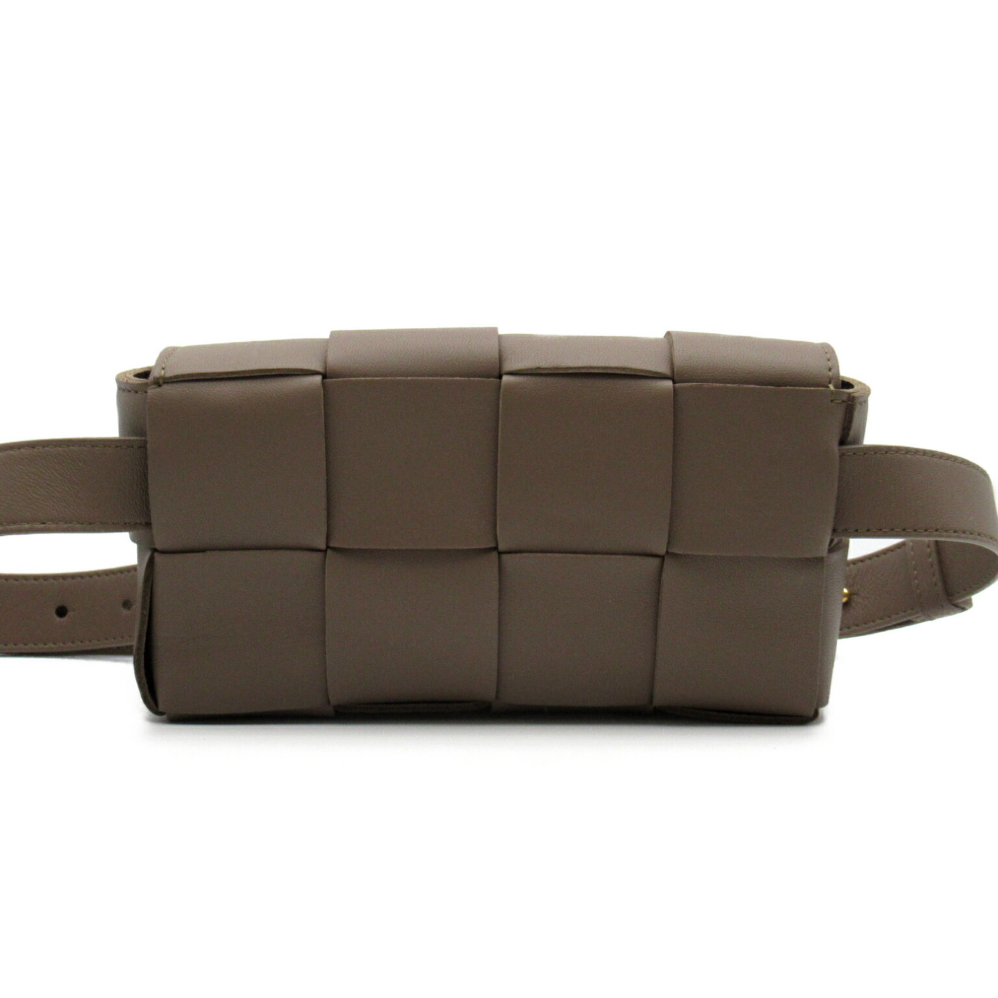 BOTTEGA VENETA Waist bag, body waist lambskin (sheepskin), men's, beige, taupe gray, 668572VMAY12560