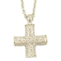 BVLGARI Latin Cross Necklace, K18WG (White Gold), Diamond, Women's, Clear