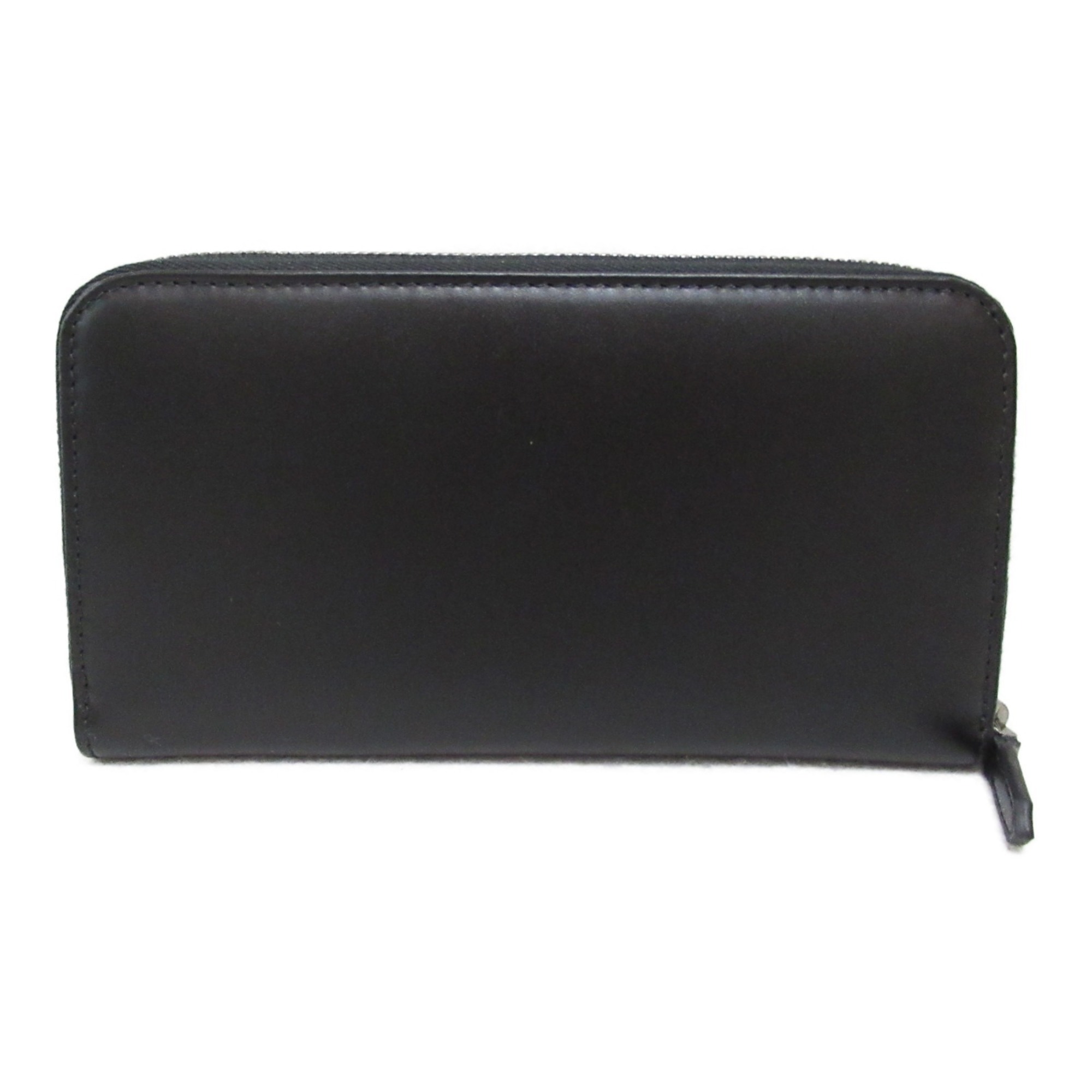 BVLGARI Round Long Wallet Leather Men's Women's Black 282778GRAIN