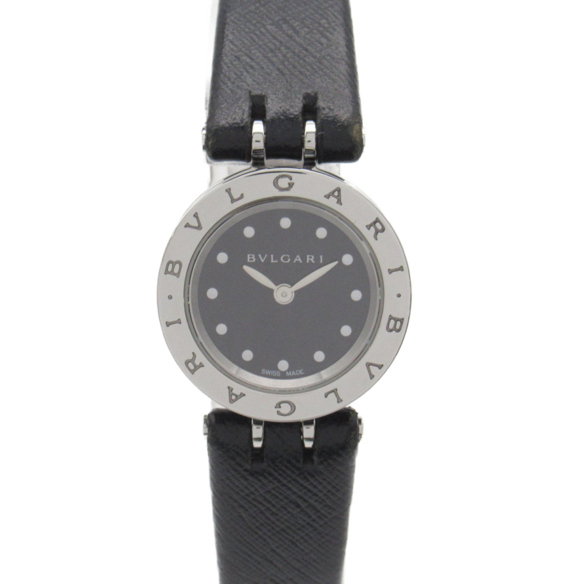 BVLGARI B-zero1 Watch, Stainless Steel, Leather Strap, Women's, Black, BZ23SC