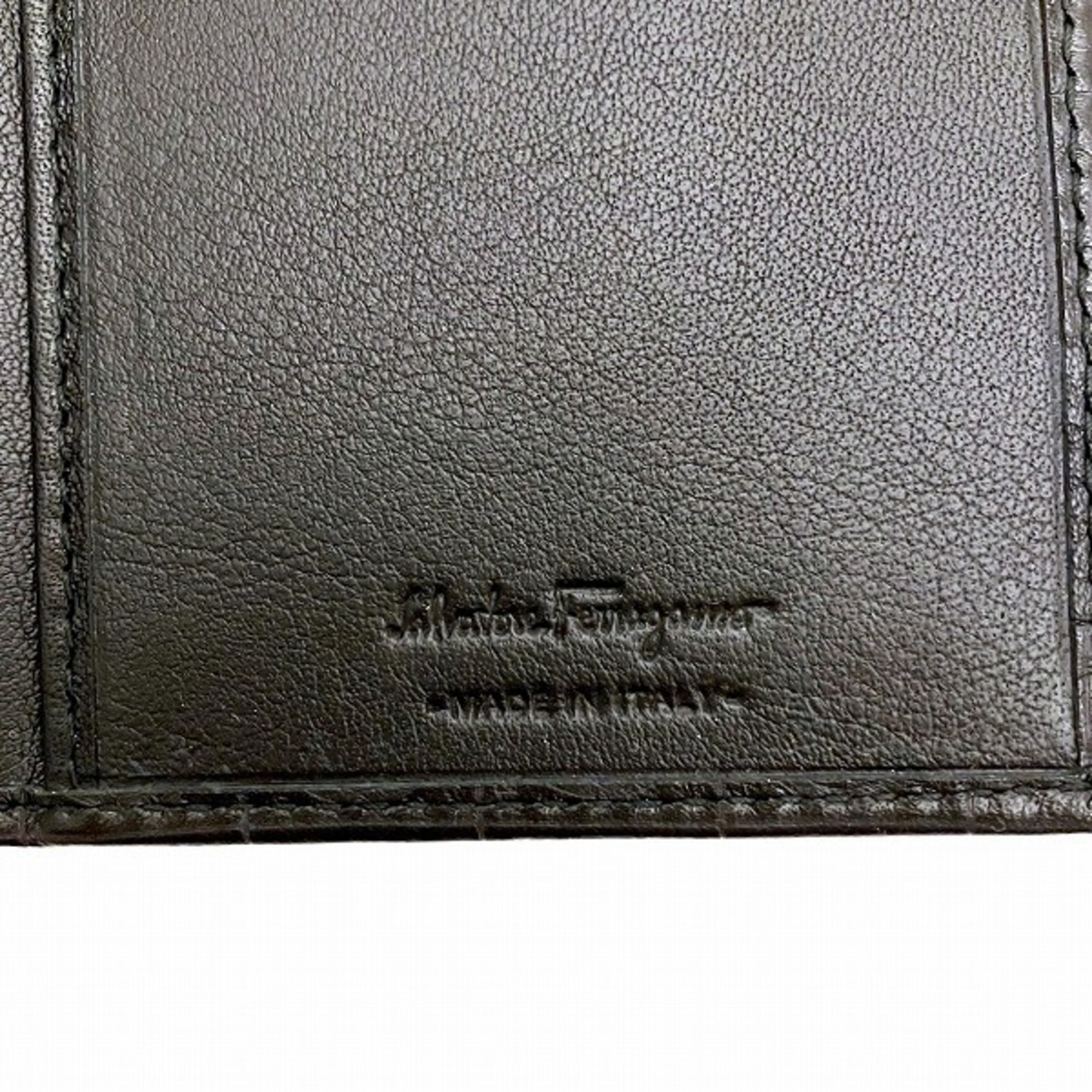 Salvatore Ferragamo Ferragamo Gancini 669413 Black Bi-fold Wallet Long Men's