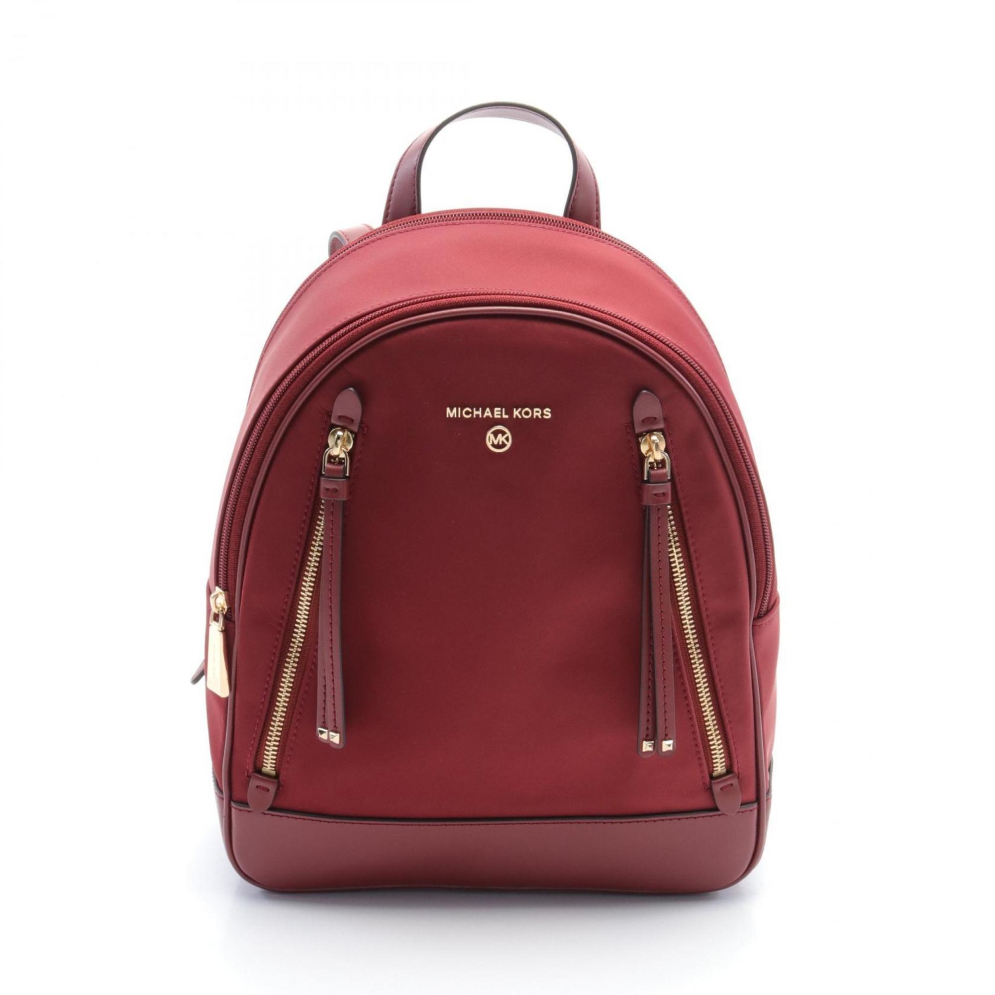 Michael Kors BROLYN Brooklyn Rucksack Backpack Bag Nylon Leather Women's Bordeaux 30T2GBNB2C626