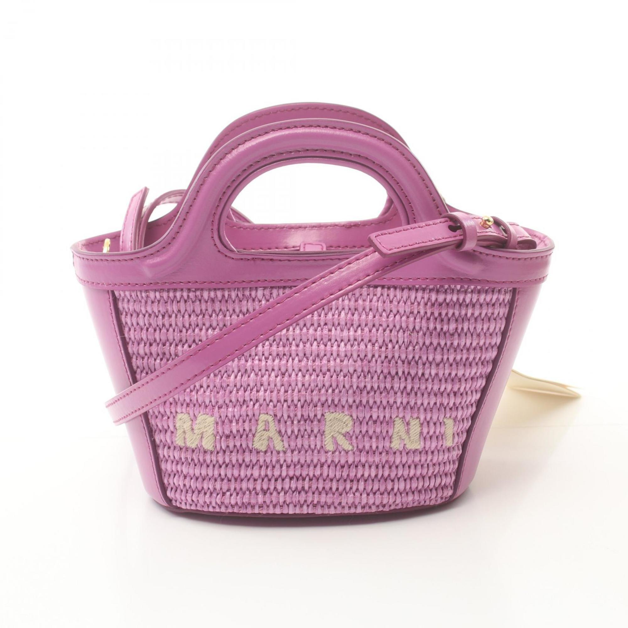 MARNI ROPICALIA SUMMER MICRO Handbag Bag Leather Raffia Women's Pink M01161P386000C04