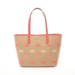 Michael Kors CARTER Tote Bag, Leather, Straw, Women's, Beige, Multicolor, 30T2GZPT3W680