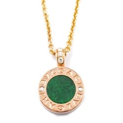 BVLGARI Green Jade Necklace K18PG (Pink Gold) Diamond Ladies Clear 350681