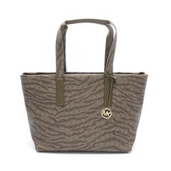 Michael Kors Tote Bag, Coated Canvas, Leather, Women's, Khaki, 30F2G01T3I333